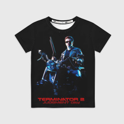 Детская футболка 3D Терминатор на мотоцикле 