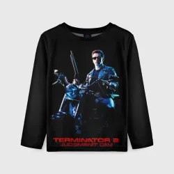 Детский лонгслив 3D Терминатор на мотоцикле 