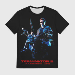 Мужская футболка 3D Терминатор на мотоцикле 