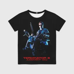 Детская футболка 3D Терминатор на мотоцикле 