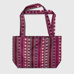 Темно-розовый вертикальный этнический узор – Пляжная сумка 3D с принтом купить