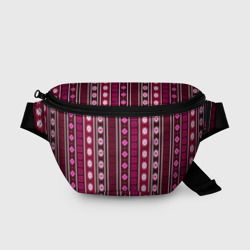 Темно-розовый вертикальный этнический узор – Поясная сумка 3D с принтом купить