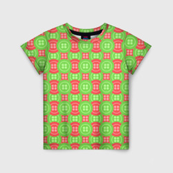 Паттерн с красными и зелеными пуговицами – Детская футболка 3D с принтом купить со скидкой в -33%