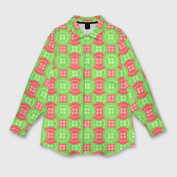 Паттерн с красными и зелеными пуговицами – Мужская рубашка oversize 3D с принтом купить