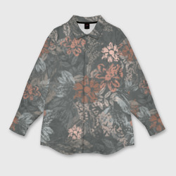 Бохо цветы на сером фоне – Мужская рубашка oversize 3D с принтом купить