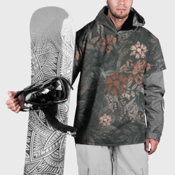 Бохо цветы на сером фоне – Накидка на куртку 3D с принтом купить