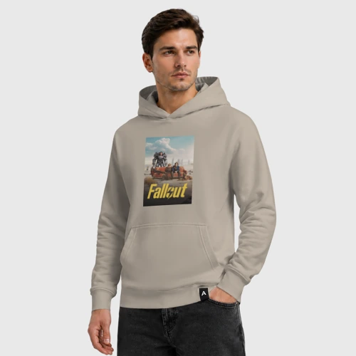 Мужская толстовка хлопок с принтом Фоллаут на диване, фото на моделе #1