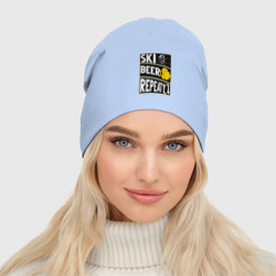 Женская шапка демисезонная Лыжи и пиво - фото 2