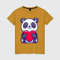 Панда и сердечко – Женская футболка хлопок с принтом купить со скидкой в -20%