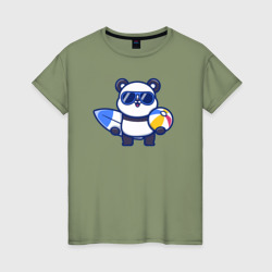 Панда на море – Женская футболка хлопок с принтом купить со скидкой в -20%