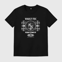 Мужская футболка хлопок Fallout заставка белая vaul-tec