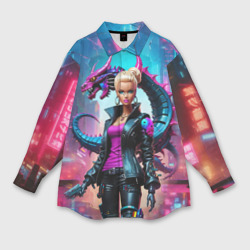 Барби и дракон - киберпанк нейросеть – Мужская рубашка oversize 3D с принтом купить