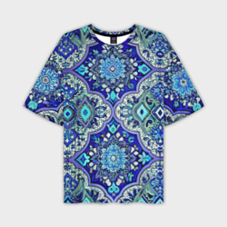 Сине - голубые узоры – Мужская футболка oversize 3D с принтом купить со скидкой в -50%