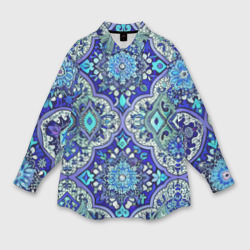 Сине - голубые узоры – Мужская рубашка oversize 3D с принтом купить