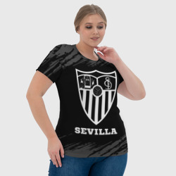 Футболка с принтом Sevilla sport на темном фоне для женщины, вид на модели спереди №4. Цвет основы: белый