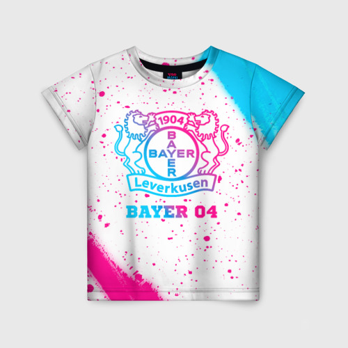 Детская футболка с принтом Bayer 04 neon gradient style, вид спереди №1