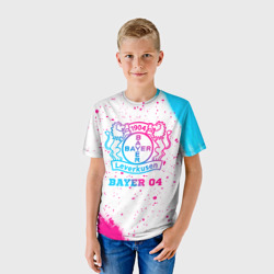 Футболка с принтом Bayer 04 neon gradient style для мужчины, вид на модели спереди №2. Цвет основы: белый