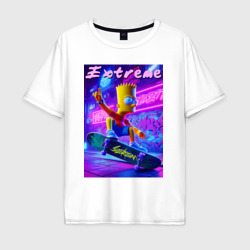 Bart Simpson on a skateboard - extreme ai art – Мужская футболка хлопок Oversize с принтом купить со скидкой в -16%
