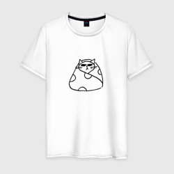 Серьезный деловой кот в пледе и очках – Мужская футболка хлопок с принтом купить со скидкой в -20%