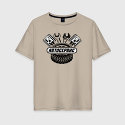 Автосервис поршни – Женская футболка хлопок Oversize с принтом купить со скидкой в -16%