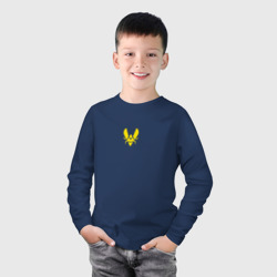 Лонгслив с принтом Vitality - желтый логотип команды для ребенка, вид на модели спереди №2. Цвет основы: темно-синий