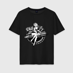 Old school garage  – Женская футболка хлопок Oversize с принтом купить со скидкой в -16%