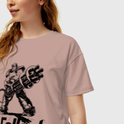 Женская футболка хлопок Oversize Фоллаут - силовая броня - фото 2