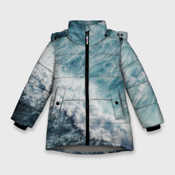 Морская бирюзовая волна – Зимняя куртка для девочек 3D с принтом купить
