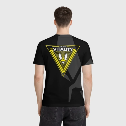 Мужская футболка 3D с принтом Команда Vitality, вид сзади #2