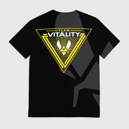 Мужская футболка 3D с принтом Команда Vitality, вид сзади #1