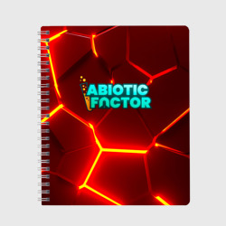 Тетрадь Abiotic Factor логотип на красном неоновом фоне