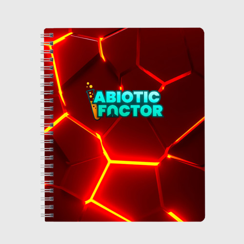 Тетрадь Abiotic Factor логотип на красном неоновом фоне