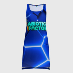 Платье-майка 3D Abiotic Factor логотип на синем неоновом фоне