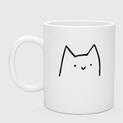 Улыбающийся глупенький котик – Кружка керамическая с принтом купить