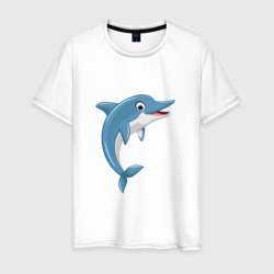 Веселый синий дельфин – Мужская футболка хлопок с принтом купить со скидкой в -20%