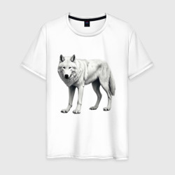 Белый волк альфа – Мужская футболка хлопок с принтом купить со скидкой в -20%
