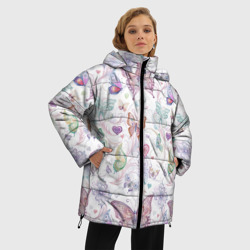 Женская зимняя куртка Oversize Паттерн из бабочек на ярком  фоне - фото 2