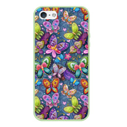 Разноцветные бабочки  на ярком фоне – Чехол для iPhone 5/5S матовый с принтом купить