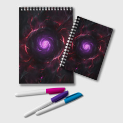 Космическая объемная абстракция с фиолетовым  свечением  – Блокнот с принтом купить