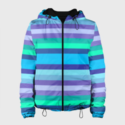 Горизонтальные полосы холодных цветов – Женская куртка 3D с принтом купить со скидкой в -10%
