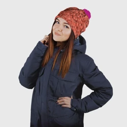 Шапка 3D c помпоном Мясной фарш текстура - фото 2