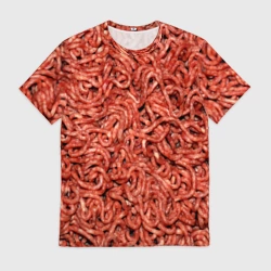 Мужская футболка 3D Мясной фарш текстура