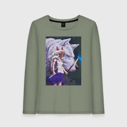 Женский лонгслив хлопок Принцесса Мононоке волк