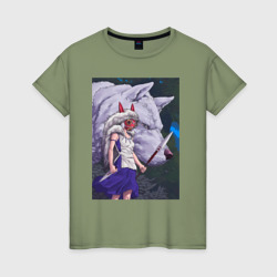 Принцесса Мононоке волк – Женская футболка хлопок с принтом купить со скидкой в -20%