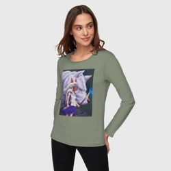 Женский лонгслив хлопок Принцесса Мононоке волк - фото 2