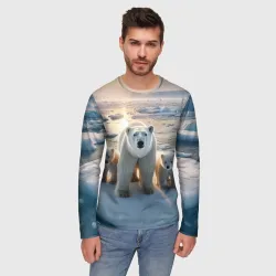 Мужской лонгслив 3D Polar bear with her cubs - ai art - фото 2