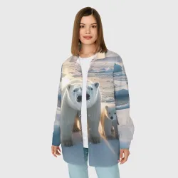 Женская рубашка oversize 3D Polar bear with her cubs - ai art - фото 2