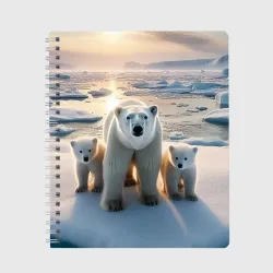 Тетрадь Polar bear with her cubs - ai art