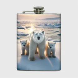 Фляга Polar bear with her cubs - ai art