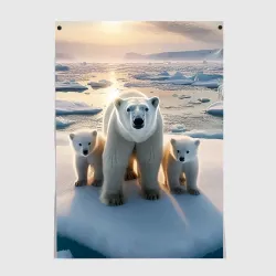 Постер Polar bear with her cubs - ai art